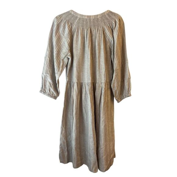 NWT Linda Anderson Boho stripe linen blend lagom shirt Midi dress sz M - Picture 2 of 8